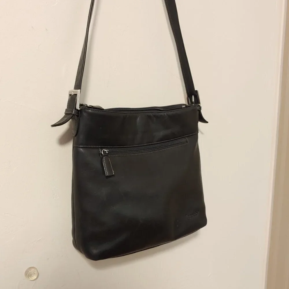 Tignanello Leather Shoulder Hobo Bag‎ Black